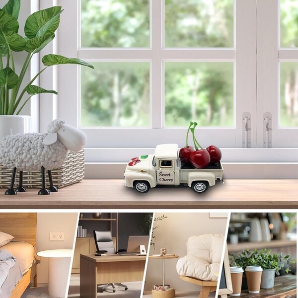 Decorazione Camion Rustico con 3 Frutti Finti per Casa, Cucina e Mensola