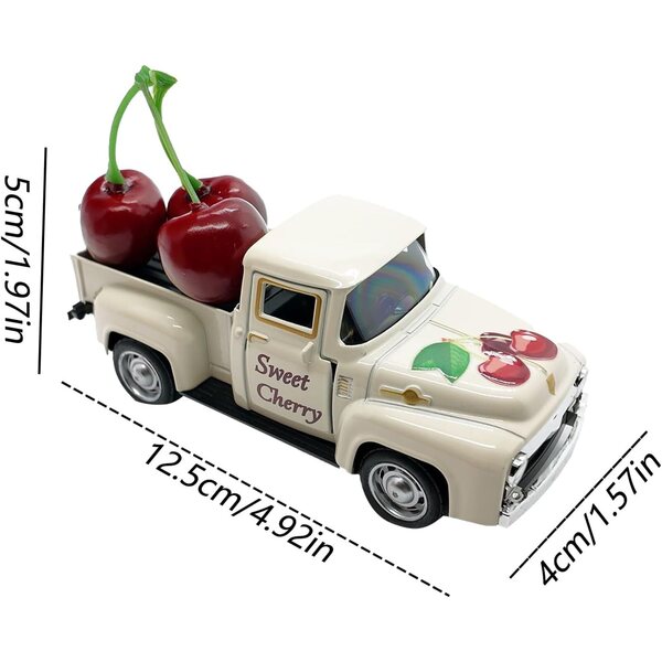 Decorazione Camion Rustico con 3 Frutti Finti per Casa, Cucina e Mensola