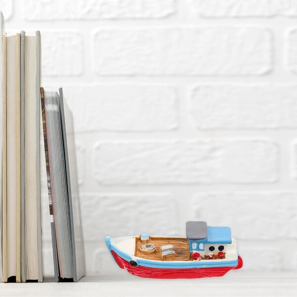 Mini Barca in Resina da Decorazione Stile Mediterraneo per Micro Paesaggi Fai-da-te