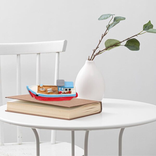 Mini Barca in Resina da Decorazione Stile Mediterraneo per Micro Paesaggi Fai-da-te