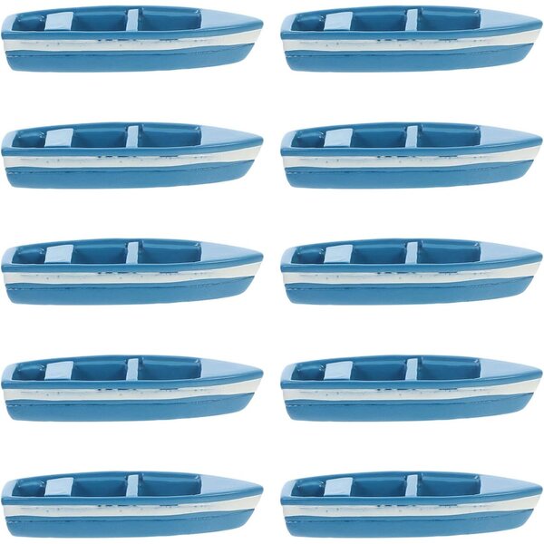 Set 10 Mini Yacht in Resina Blu per Micro Paesaggi e Decorazioni Nautiche
