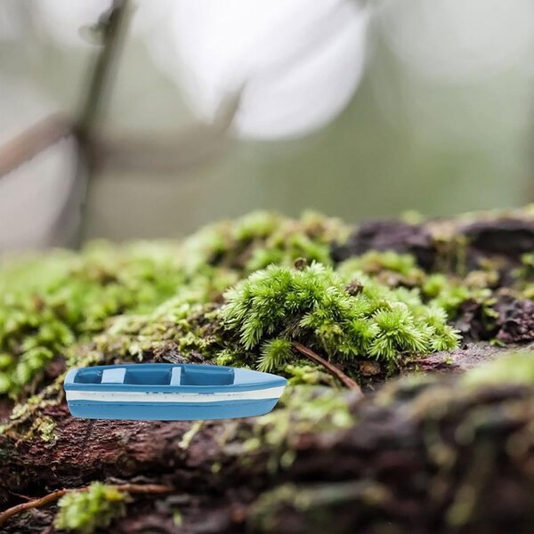 Set 10 Mini Yacht in Resina Blu per Micro Paesaggi e Decorazioni Nautiche