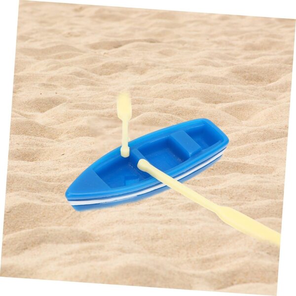 Set 4 Mini Barche in Resina Blu con Pagai in Legno Decorazioni Nautiche