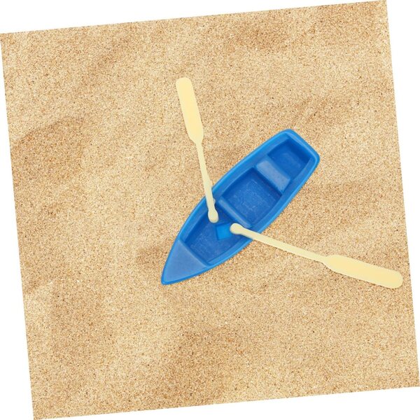 Set 4 Mini Barche in Resina Blu con Pagai in Legno Decorazioni Nautiche