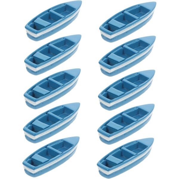Set 10 Mini Yacht in Resina Blu per Decorazioni Giardino delle Fate e Diorami