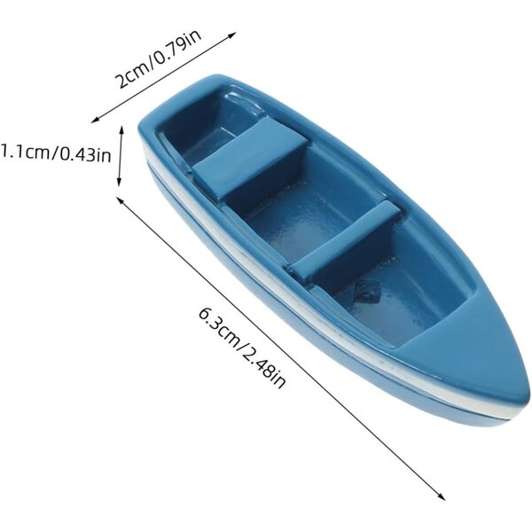 Set 10 Mini Yacht in Resina Blu per Decorazioni Giardino delle Fate e Diorami
