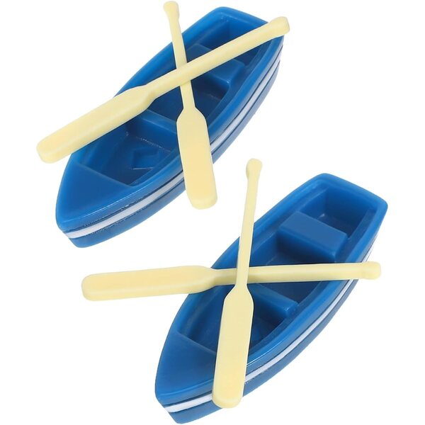 Gatuida Set 2 Mini Barche Blu in Resina per Micro Paesaggio e Decorazioni Casa