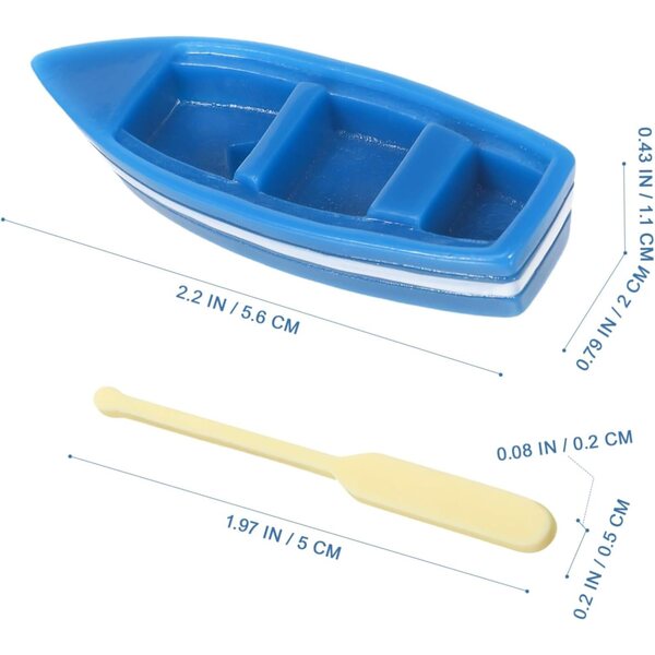 Gatuida Set 2 Mini Barche Blu in Resina per Micro Paesaggio e Decorazioni Casa