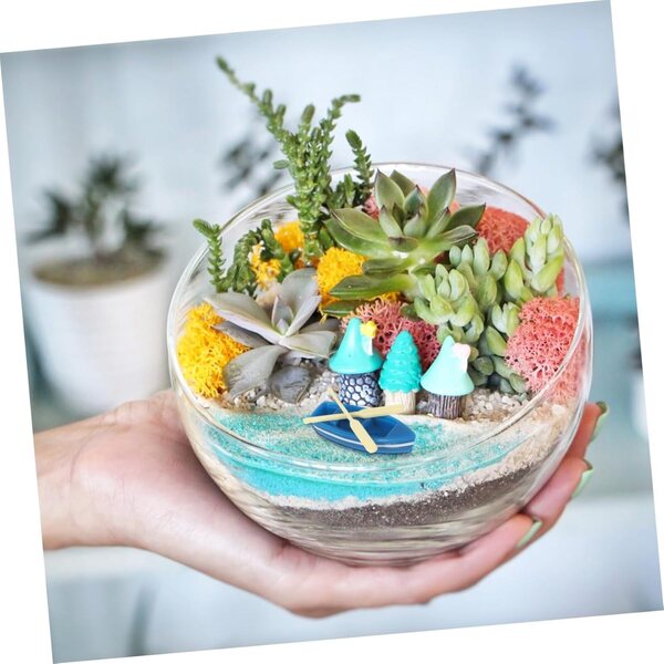 Gatuida Set 2 Mini Barche Blu in Resina per Micro Paesaggio e Decorazioni Casa
