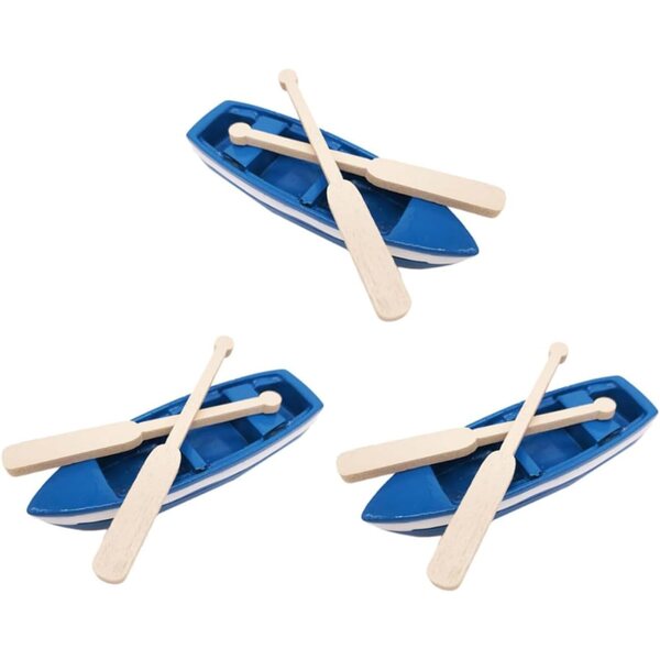 UPKOCH Set 3 Miniature Barche in Resina con Pagaie in Legno, Decorazioni Casa e Bambole