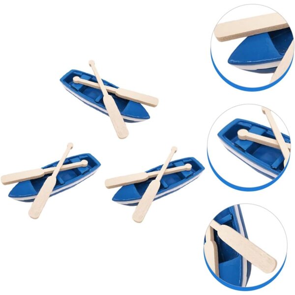 UPKOCH Set 3 Miniature Barche in Resina con Pagaie in Legno, Decorazioni Casa e Bambole