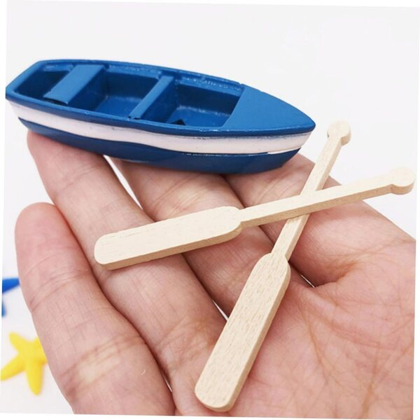 UPKOCH Set 3 Miniature Barche in Resina con Pagaie in Legno, Decorazioni Casa e Bambole
