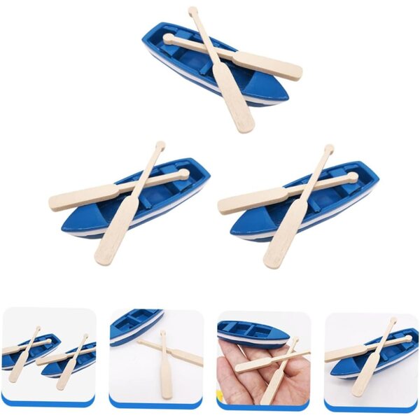 HEMOTON 6 Set Ornamenti Mini Barche in Resina e Legno Decorazioni Barche a Vela