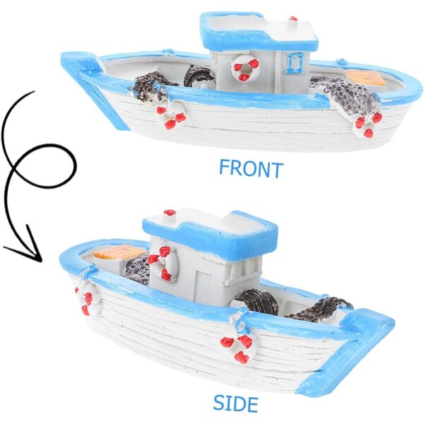 IMIKEYA Mini Barca a Vela in Resina Blu - Decorazione Marina Artigianale per Tavolo