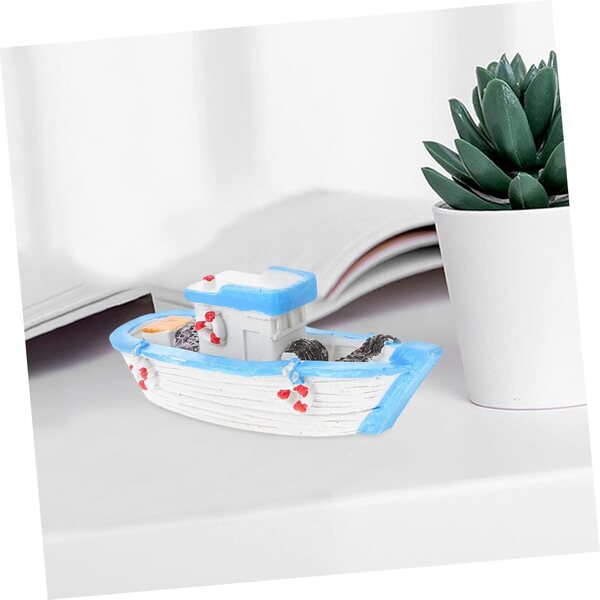 IMIKEYA Mini Barca a Vela in Resina Blu - Decorazione Marina Artigianale per Tavolo