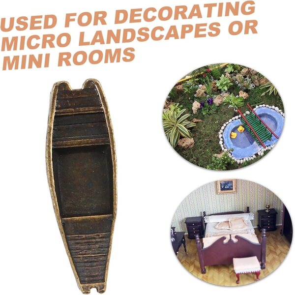 PRETYZOOM Barca Miniatura in Rame Vintage per Decorazioni Case delle Bambole e Paesaggi