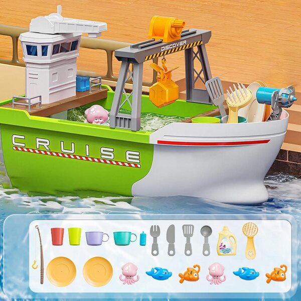 Giocattoli Barche per Giochi d'Acqua con Rubinetto Motorizzato e Accessori per Bambini