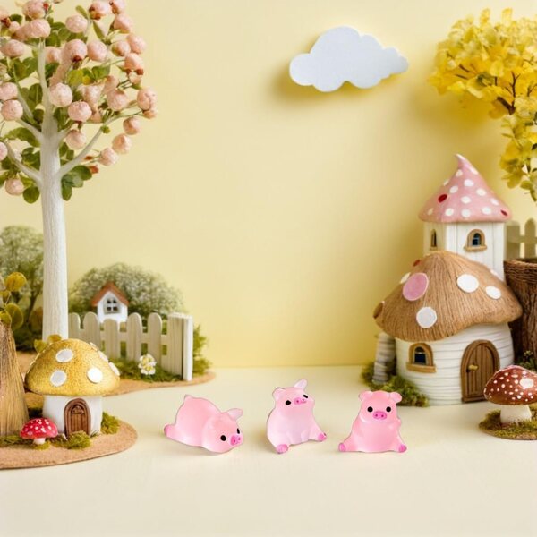 BESPORTBLE 24 Mini Maiali in Resina Rosa - Decorazioni Festa e Giardino