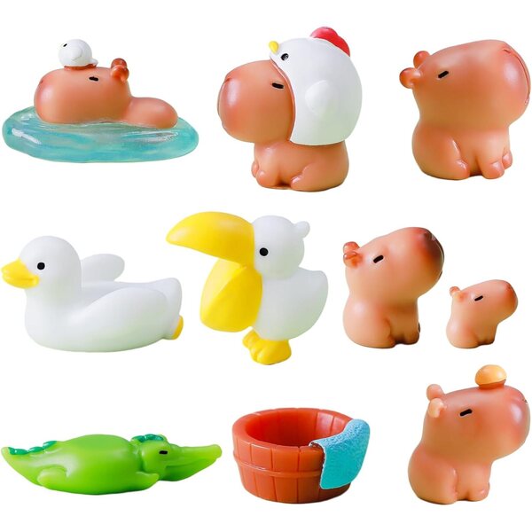 Mini capybara 10 pezzi: figurine carine in resina per decorazioni e micro paesaggi