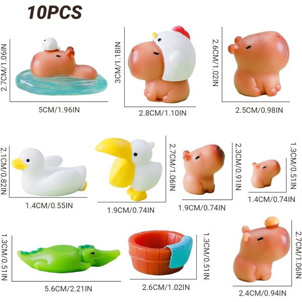 Mini-Capybara 10 Stück: niedliche Harzfiguren für Dekorationen und Mikrolandschaften