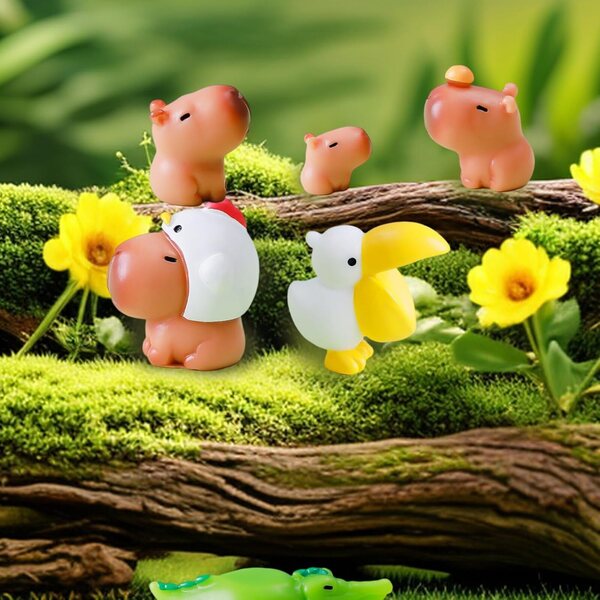 Mini-Capybara 10 Stück: niedliche Harzfiguren für Dekorationen und Mikrolandschaften