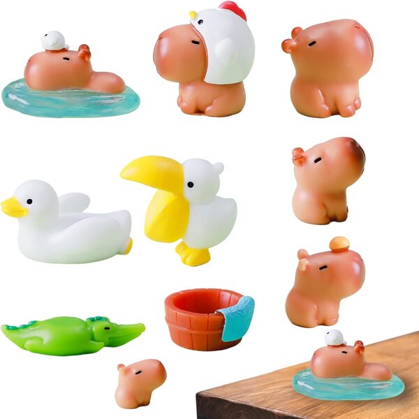 Mini-Capybara 10 Stück: niedliche Harzfiguren für Dekorationen und Mikrolandschaften