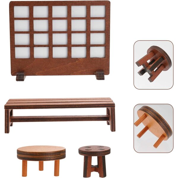 Hemobllo Set 4 Mobili Miniatura in Legno per Mini Case e Decorazioni Eleganti