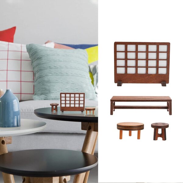Hemobllo Set 4 Mobili Miniatura in Legno per Mini Case e Decorazioni Eleganti