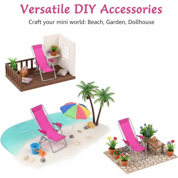 Set mit 2 Miniatur-Klappstühlen für Puppen 12–19 cm Vistnale
