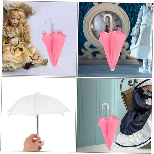 Beaupretty Mini-Regenschirme in Weiß und Rosa für Puppenhäuser – Dekorations- und Fotozubehör