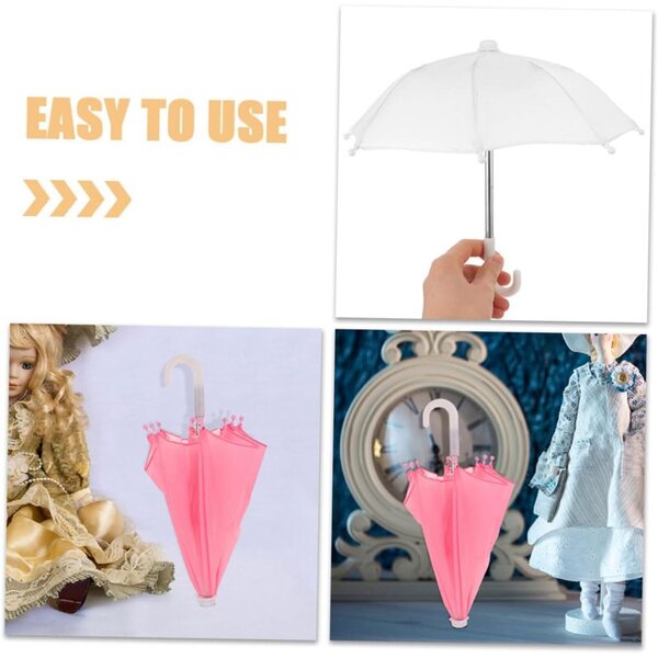 Beaupretty Mini-Regenschirme in Weiß und Rosa für Puppenhäuser – Dekorations- und Fotozubehör
