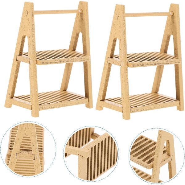 Gatuida 2 pezzi scaffali in miniatura in legno per case delle bambole e giochi di finzione