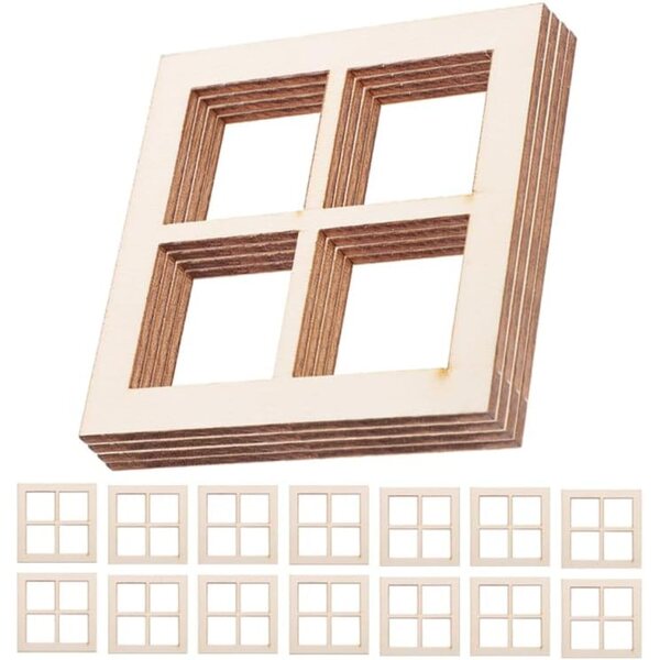 ABOOFAN 24 Mini-Holzfenster für Puppenhäuser und kreative DIY-Projekte