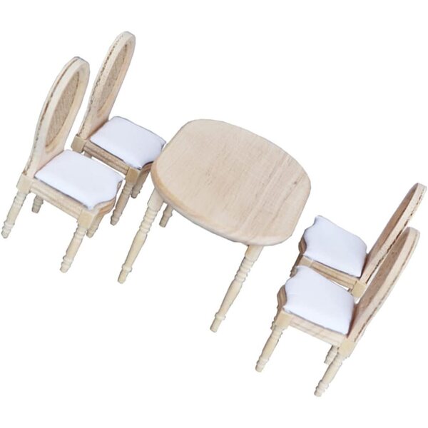 Gatuida Mini Tavolo e Sedie in Legno per Casa in Miniatura - Decorazioni Fai da Te