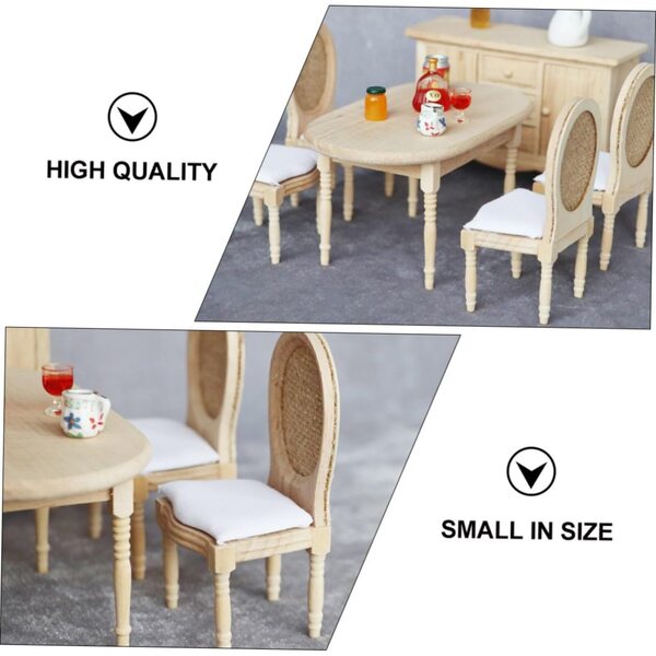 Gatuida Mini Tavolo e Sedie in Legno per Casa in Miniatura - Decorazioni Fai da Te