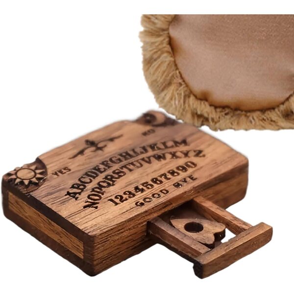 Mini-Ouija-Brett aus Massivholz mit Schublade, Vintage-Spirit-Ornament