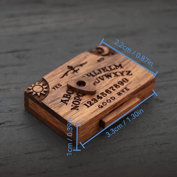 Mini-Ouija-Brett aus Massivholz mit Schublade, Vintage-Spirit-Ornament
