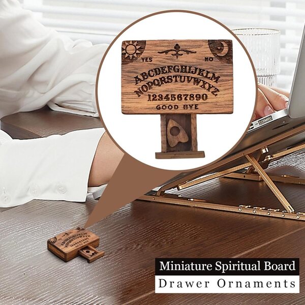 Mini-Ouija-Brett aus Massivholz mit Schublade, Vintage-Spirit-Ornament