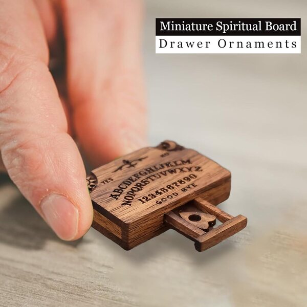 Mini-Ouija-Brett aus Massivholz mit Schublade, Vintage-Spirit-Ornament