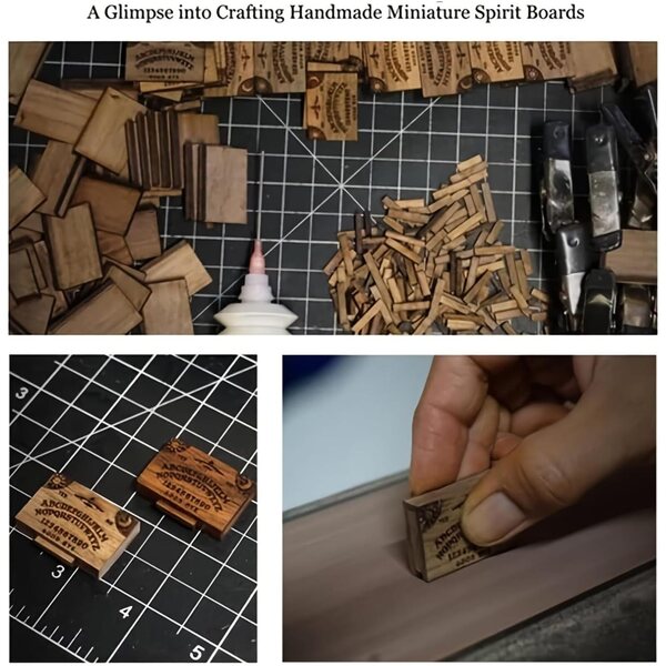 Mini-Ouija-Brett aus Massivholz mit Schublade, Vintage-Spirit-Ornament