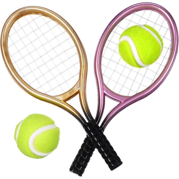 Toyvian Set 2 Mini Racchette Tennis e Palline Decorative per Casa delle Bambole