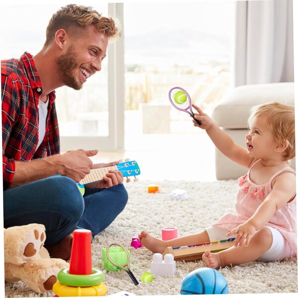 Toyvian Set 2 Mini Racchette Tennis e Palline Decorative per Casa delle Bambole