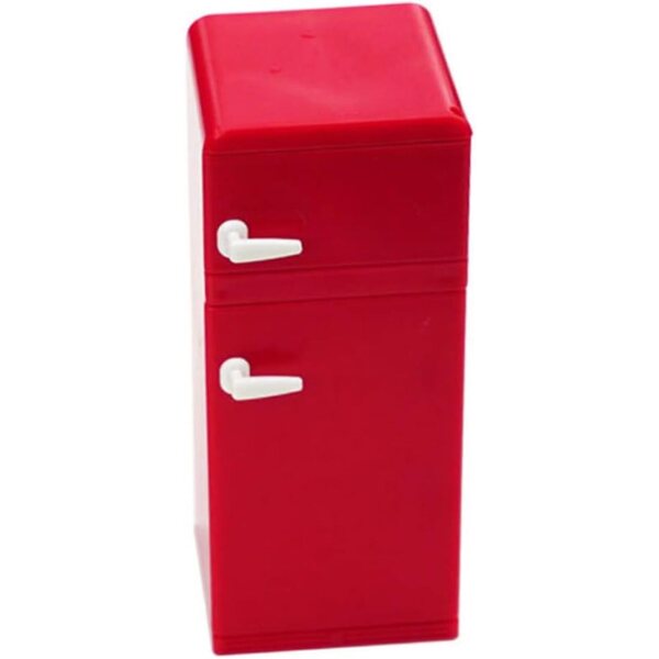 Mini Frigorifero Rosso in Plastica 1:12 per Casa delle Bambole e Gioco Simulato