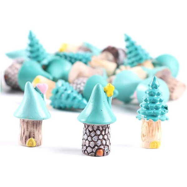 Hemobllo 15 pezzi Decorazioni in Resina per Casa sull'Albero Micro-Paesaggio