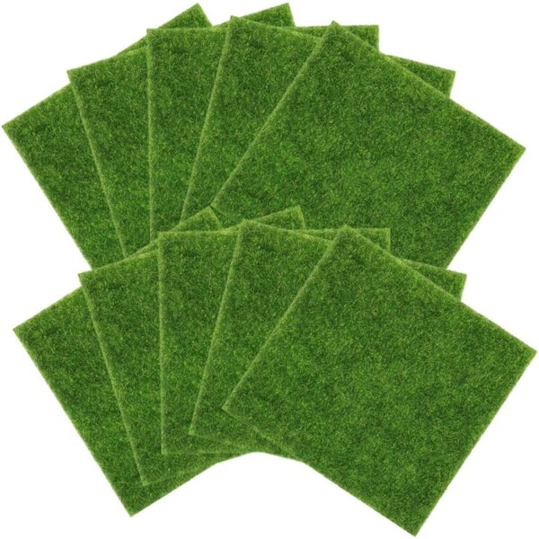 10 Tappeti Erbosi Artificiali Verdi per Giardino e Micro Paesaggio, Realistici e Decorativi