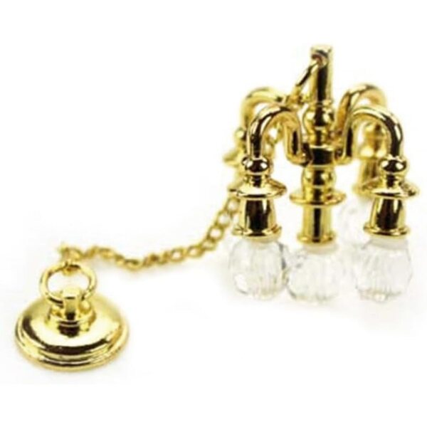 BESPORTBLE Mini Lampadario Oro Luce Simulata Accessorio Decorativo per Casa Giocattolo