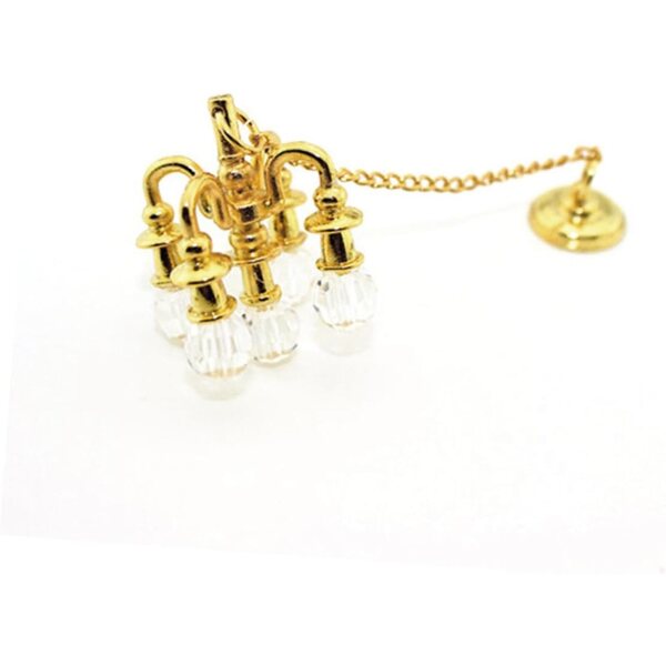 BESPORTBLE Mini Lampadario Oro Luce Simulata Accessorio Decorativo per Casa Giocattolo