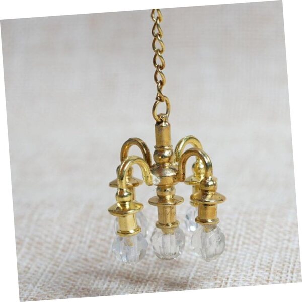 BESPORTBLE Mini Lampadario Oro Luce Simulata Accessorio Decorativo per Casa Giocattolo
