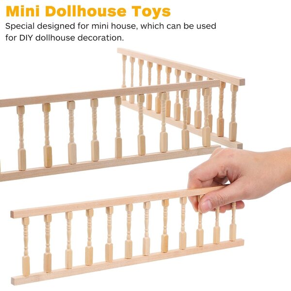 TOYANDONA 4 Holzgeländer im Maßstab 1:12 für Puppenhaus, Miniatur-Dekorationszubehör