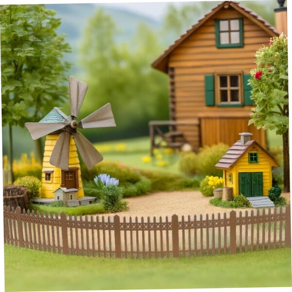 ERINGOGO Recinzione Miniatura Giardino Marrone Chiaro per Diorama e Case delle Bambole